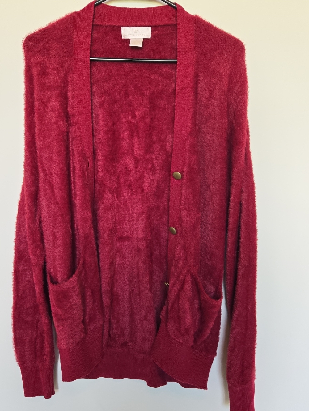 Rachel Parcell Plush Red Button-Front Cardigan
